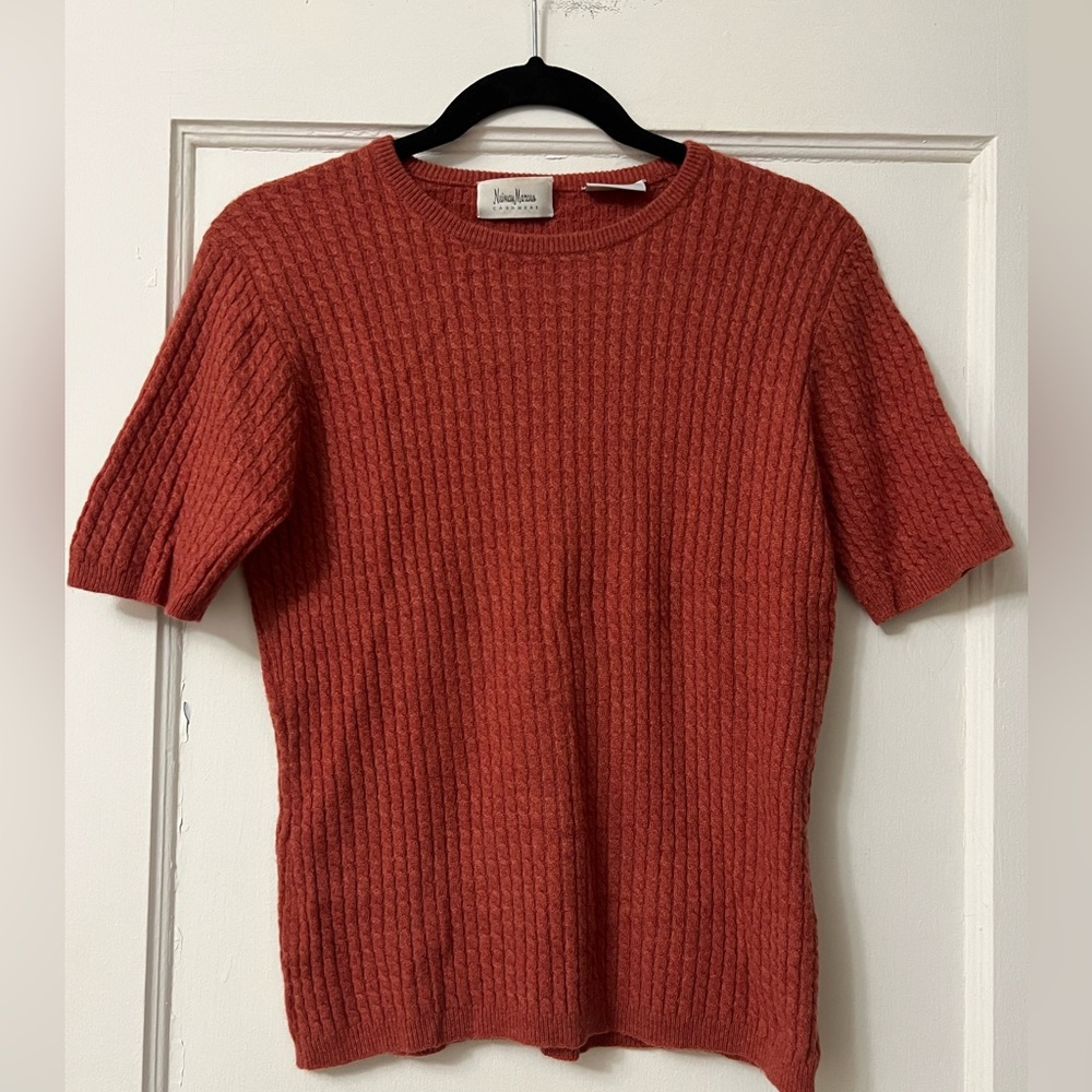 Neiman Marcus Orange 100% Cashmere Top